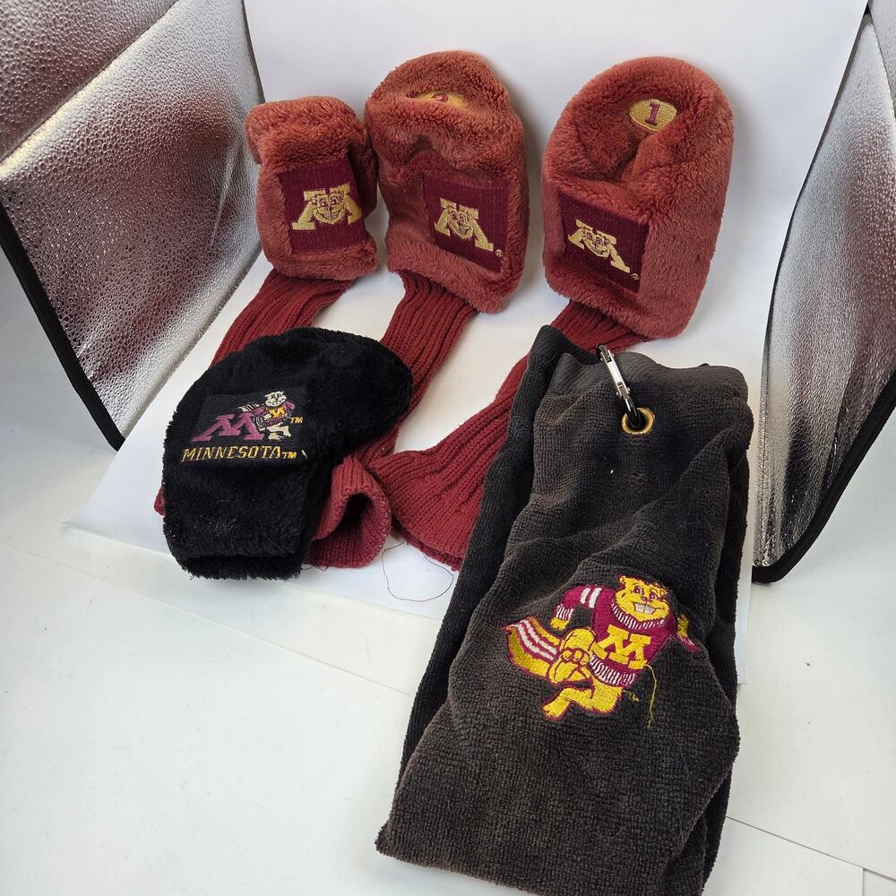 Minnesota Golden Gophers Golf Headcover Lot Towel Covers 1 3 X Iron NCAA